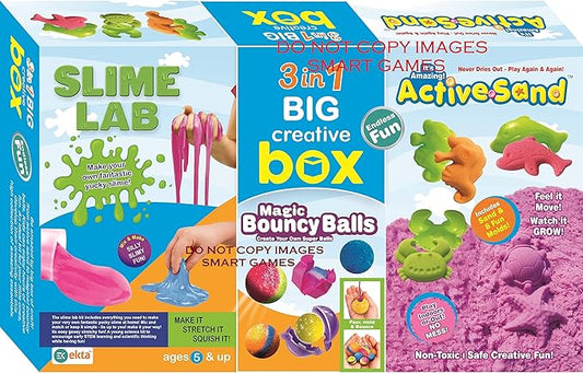 EKTA 3 in 1 Big Creative Box Slime Lab Magic Bouncy Balls and Active Sand Sea Creatures