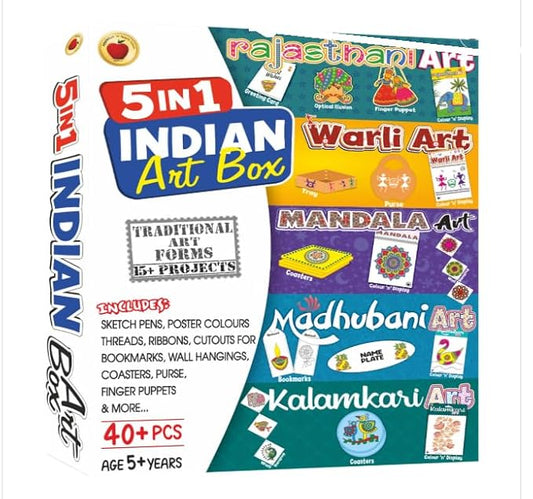 The Greek Decor 5-in-1 Indian Art Box – Multicolor Creative Kit for Kids Arts & Crafts Fun