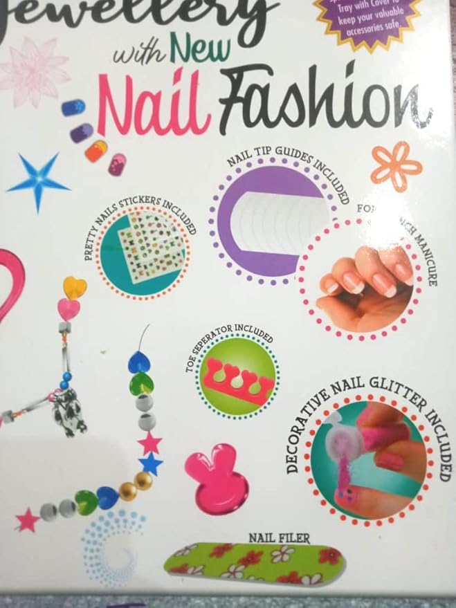2-in-1 Jewellery Making & Nail Art Fashion Kit – Random Beads Design – Ages 6+