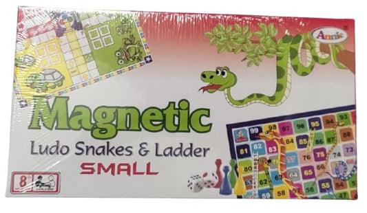 Magnetic Ludo & Snakes Ladder – Educational Family Board Game for Kids 8+ – Multi-Color
