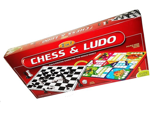 2-in-1 Chess & Ludo Junior – Classic Family Board Games Fun for Friends & Kids
