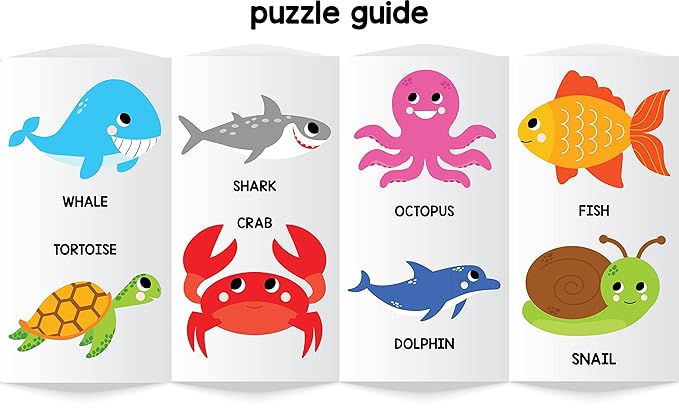 Play Panda Magnetic Puzzles Aquatic Animals 10 in 1 with 10 Magnetic PuzzlesWrite&Wipe Magnetic Board50 GK FactsSketch Pen&Duster-Make Beautiful Magnetic Animals-Educational Toy for 3