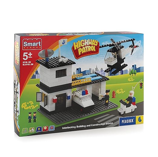PEACOCK TOYS AND GAMES Highway Patrol 260 Pieces Premium Interlocking Blocks Multi color