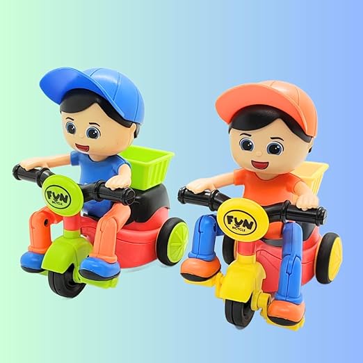 Mee Fun World Kids Unbreakable Vehicles Push and Go Toys Mini Tricycle Cartoon Character Tricycle Toy for Girls and Boys