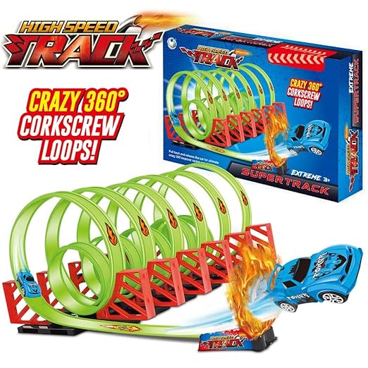 Track - Crazy 360 degree corkscrew loop track set for unlimited fun
