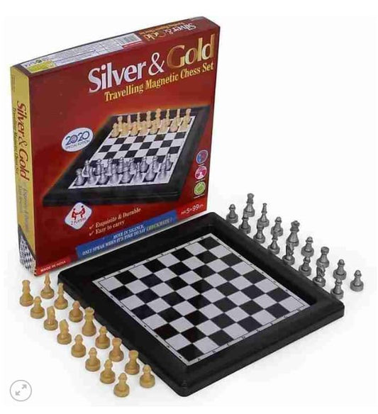 Silver & Gold Travel Magnetic Chess Set – Portable Board Game – Special Edition