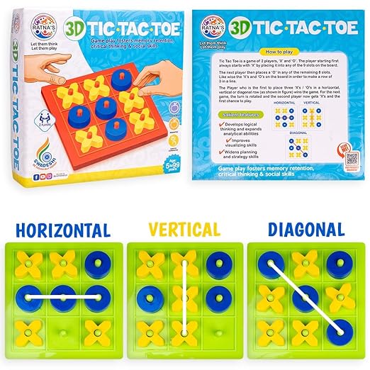 Tic Tac Toe Toy – Zero & Cross 3D Board Game – Fun Strategy Play