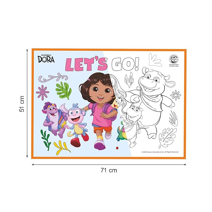 Ratna’s Dora Washable & Reusable Colouring Mat – STEAM Activity Kit Size 71x51cm for Kids 3+