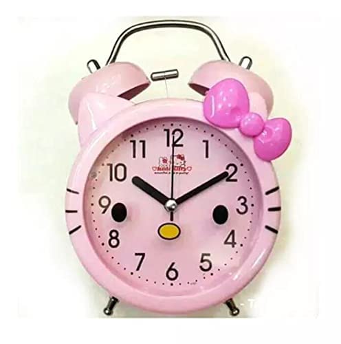 Kitty Twin Bell Alarm Clock with Light – Cute Table Clock for Kids