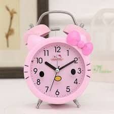 Kitty Twin Bell Alarm Clock with Light – Cute Table Clock for Kids