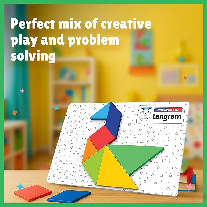 Magnetic Tangram – Animal Figures 7-Pc Puzzle – Travel-Friendly Educational Toy