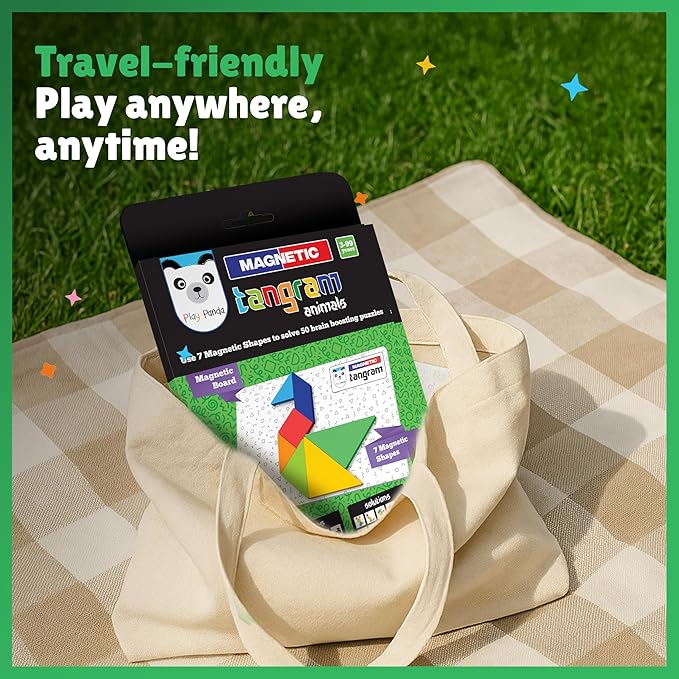 Magnetic Tangram – Animal Figures 7-Pc Puzzle – Travel-Friendly Educational Toy