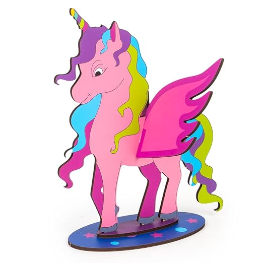 3D Unicorn DIY Art Kit – Paint & Assemble Wooden Craft Set for Kids 4–9 Years