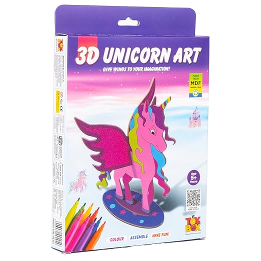 3D Unicorn DIY Art Kit – Paint & Assemble Wooden Craft Set for Kids 4–9 Years