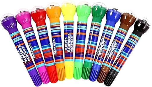 2-in-1 Roller Stamp Marker Pens – Pack of 10 Fun DIY & Colouring Markers for Kids