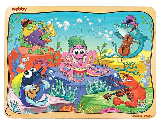 Webby Underwater Orchestra Wooden Jigsaw Puzzle for Kid 24Pcs Multicolor
