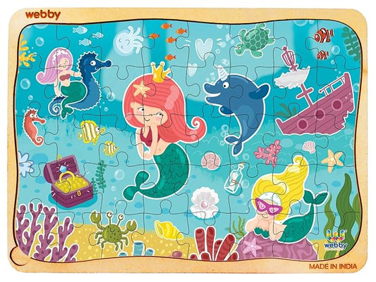 Webby Cute Mermaid Wooden Jigsaw Puzzle 40Pcs