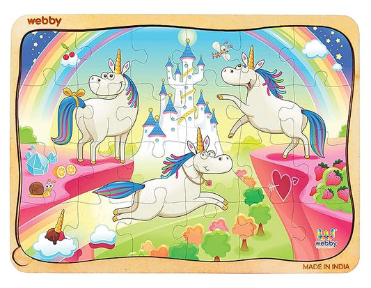 Webby Funny Unicorns Wooden Jigsaw Puzzle 24pcs Multicolor