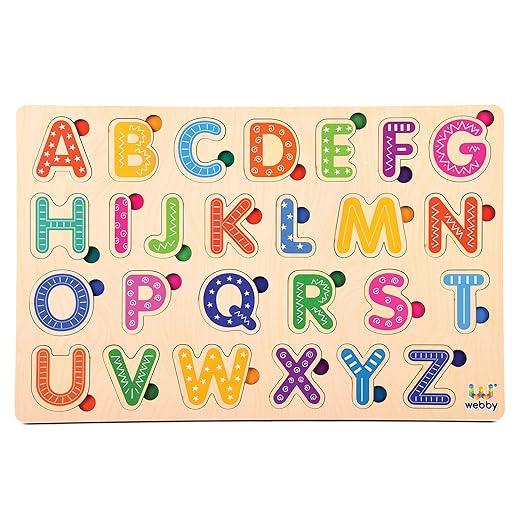 Webby Wooden Alphabets Montessori Educational Pre-School Puzzle Toy for 2 Years Kid