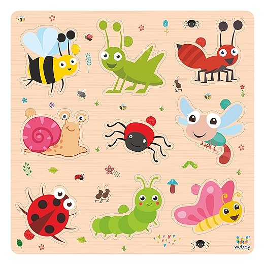 Webby Wooden Insects Montessori Educational Pre-School Puzzle Board Toy For Boys And Girls Kid