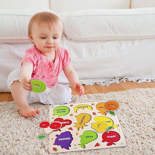 Webby Wooden Fruits Montessori Educational Pre-School Puzzle Board Toy For Boys And Girls Kid