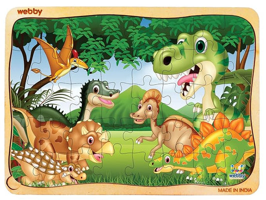 Webby Dinosaurs in Jungle Wooden Jigsaw Puzzle for Boys & Girls 40 Pieces Toy