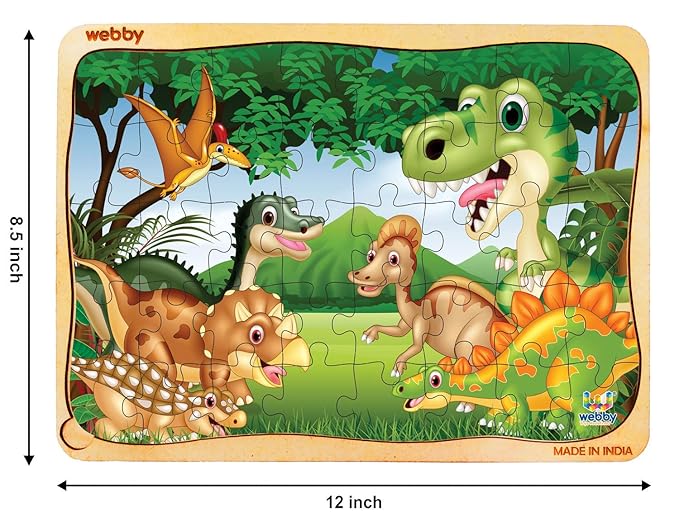 Webby Dinosaurs in Jungle Wooden Jigsaw Puzzle for Boys & Girls 40 Pieces Toy