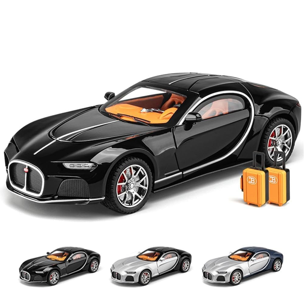Bugatti Die-Cast SUV Model Car – Pull-Back Toy with Lights & Sound (Grey)
