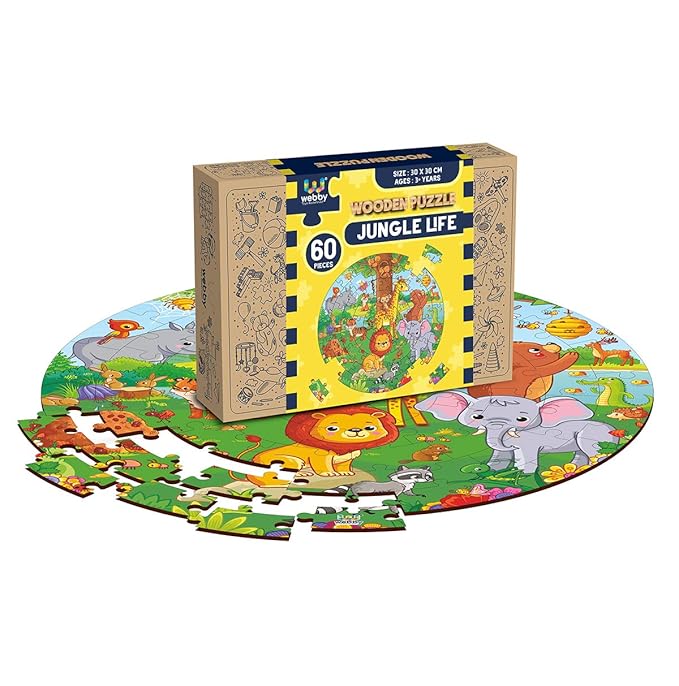 Webby Jungle Jigsaw Puzzle for 5 and Above 60 Piece Multicolour