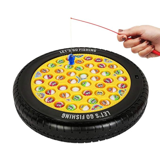 Webby Musical Rotating Tyre Fishing Game Toy with 45 Fishes (Multi-Color)