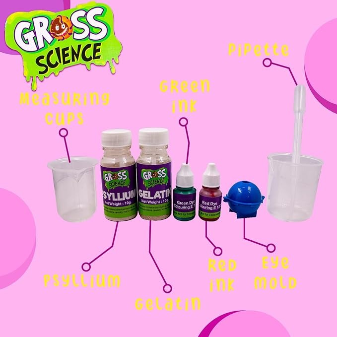 Ekta Gross Science STEM Activity Kit with 20 Science Experiments Squishy Eyeballs Jelly Brains Silly Monsters & More Kit for Kids Ages 8