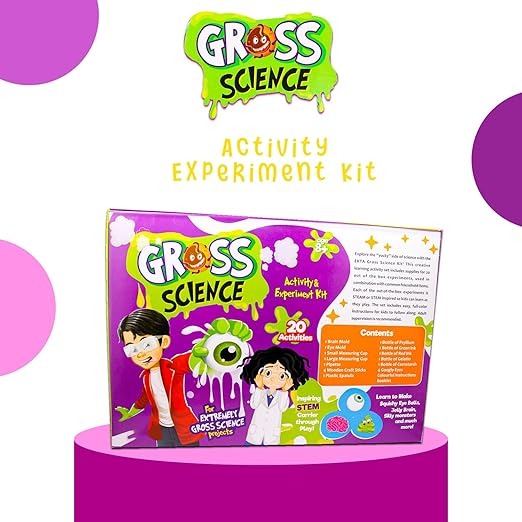 Ekta Gross Science STEM Activity Kit with 20 Science Experiments Squishy Eyeballs Jelly Brains Silly Monsters & More Kit for Kids Ages 8