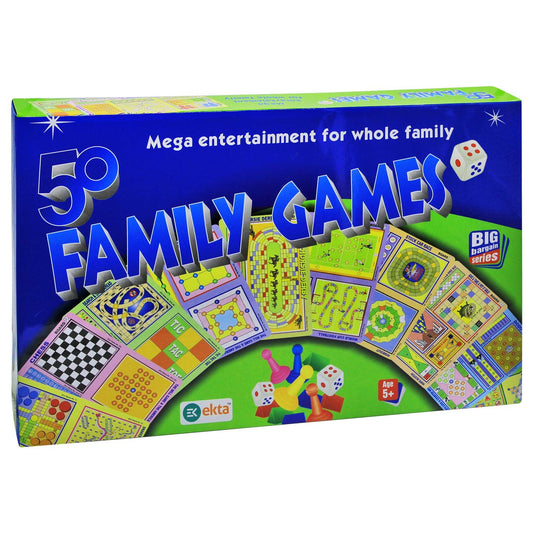EKTA 50 in 1 Family Games Party & Fun All 50 Classical Indoor Board Games for All Age Group (Multicolour)