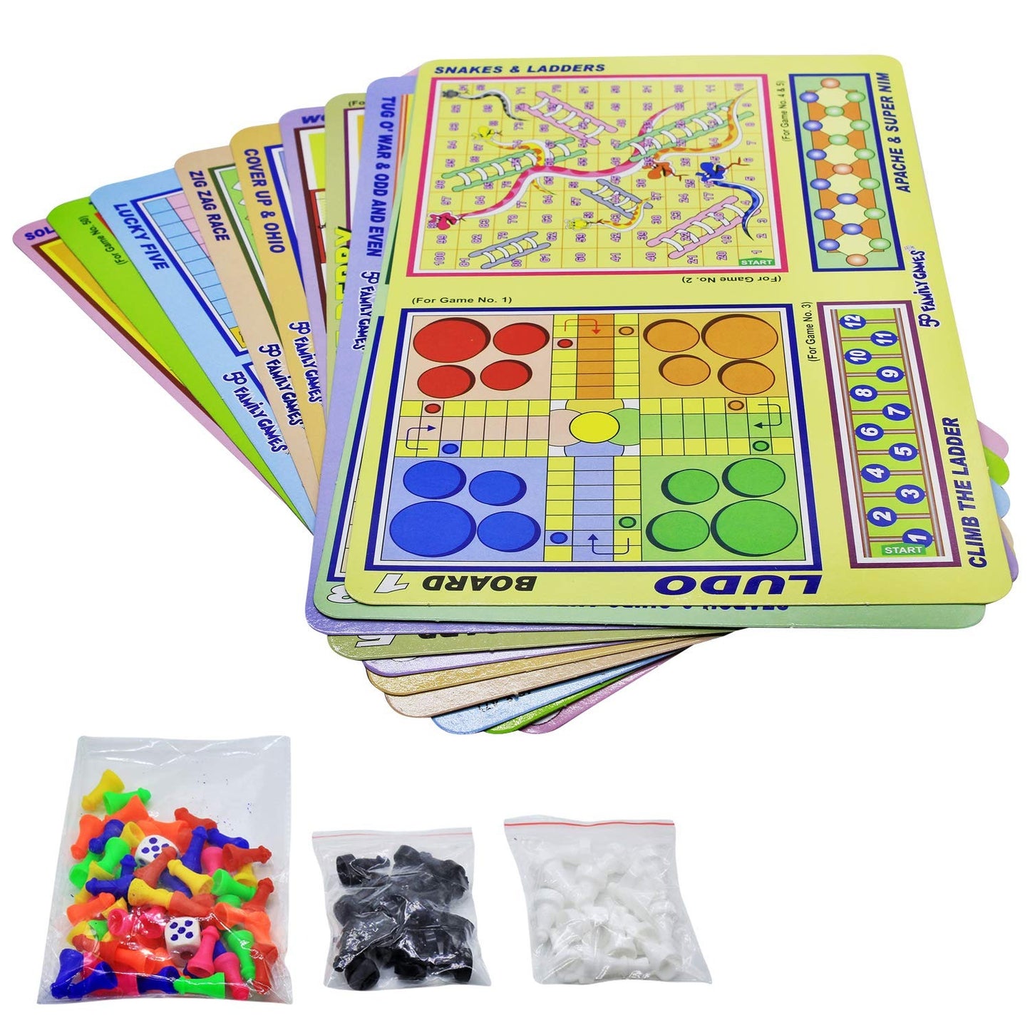 EKTA 50 in 1 Family Games Party & Fun All 50 Classical Indoor Board Games for All Age Group (Multicolour)