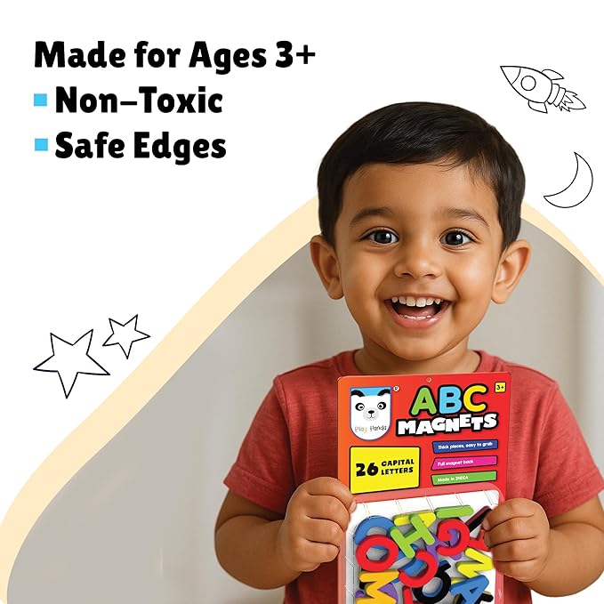 ABC Capital Letter Magnets – 26 Thick Full-Back Magnetic Alphabets