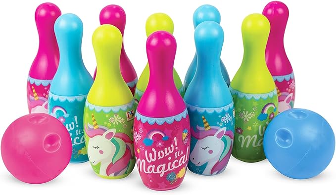Unicorn Bowling Game for Kids – 10 Pins & 2 Balls Indoor/Outdoor Bowling Set (Ages 3+)