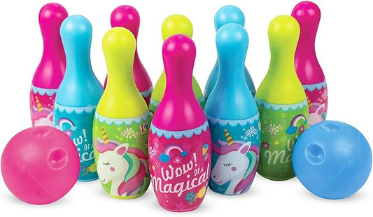 Unicorn Bowling Game for Kids – 10 Pins & 2 Balls Indoor/Outdoor Bowling Set (Ages 3+)
