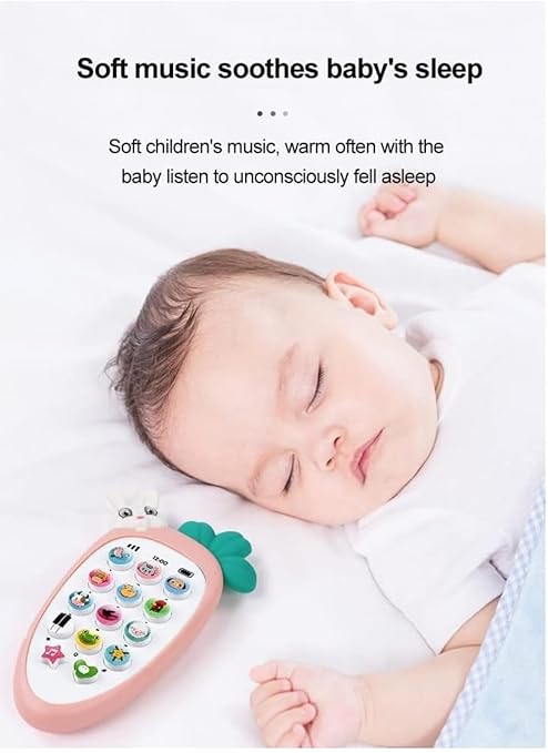 Cute Rabbit Face Pretend Play Cell Phone with Lights & Music – Toy Phone for Kids & Toddlers (Green)