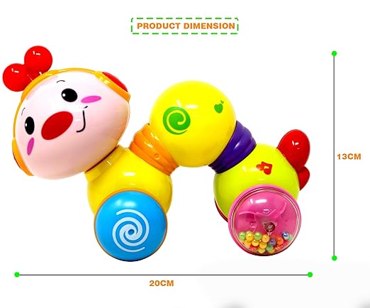 Musical Press & Crawl Worm Toy for Babies – Light, Sound & Early Development Learning Toy (Multicolor, Ages 12M–10Y)