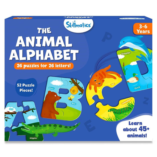 Skillmatics Animal Alphabet Puzzle – 52-Piece ABC Jigsaw Puzzle for Kids Ages 3-6, Educational Toy for Boys & Girls