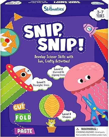Skillmatics Scissor Skills Activity Book: 25 Fun Cutting Activities + 2 Child-Safe Scissors for Kids Ages 3-7