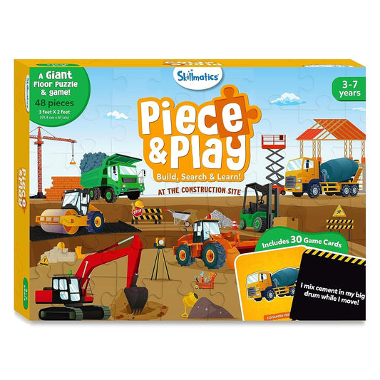 Skillmatics Floor Puzzle & Game - Piece & Play Construction Site, Jigsaw & Toddler Puzzles, Educational Toy