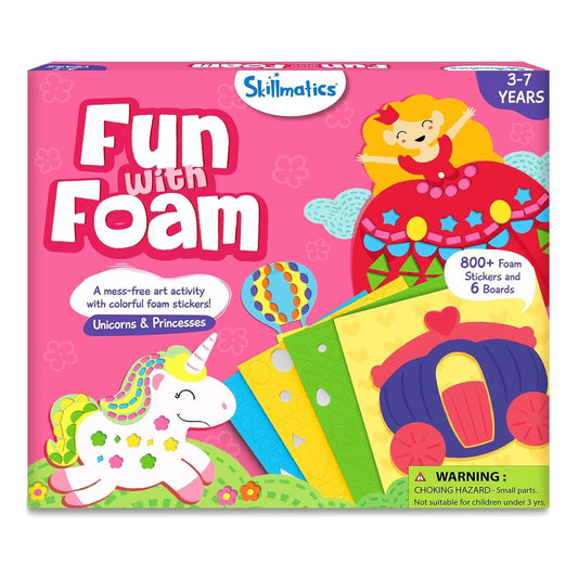 Skillmatics Sticker Art Activity - Unicorns & Princesses, Mess-Free Fun for Kids, 800+ 3D Foam Stickers, Craft Kits
