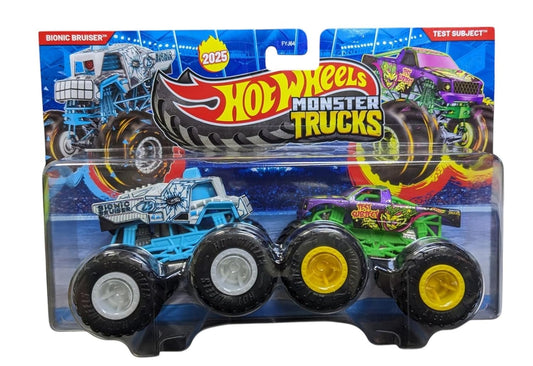 Hot Wheels Bionic Bruiser Vs Test Subject Demolition Doubles Monster Trucks 2025 1:64 Scale 3+ Ages - Multicolor