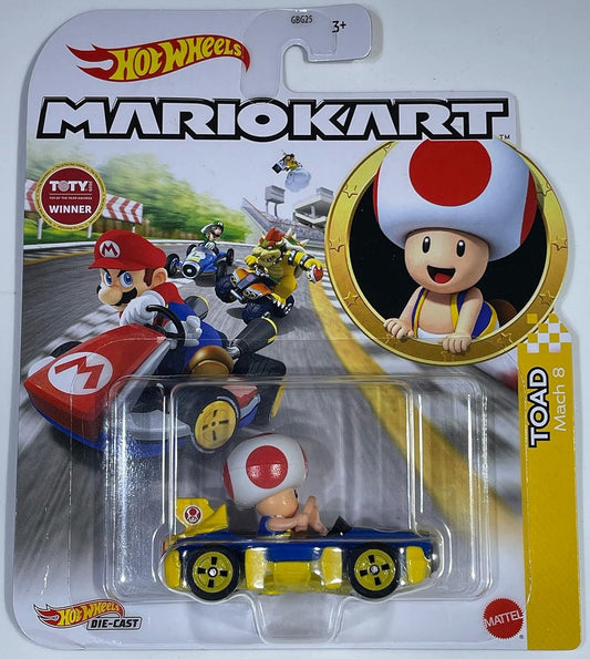 Hot Wheels - Mario Kart - Toad - Mach 8 - Mint/NrMint Ships Bubble Wrapped in a Box