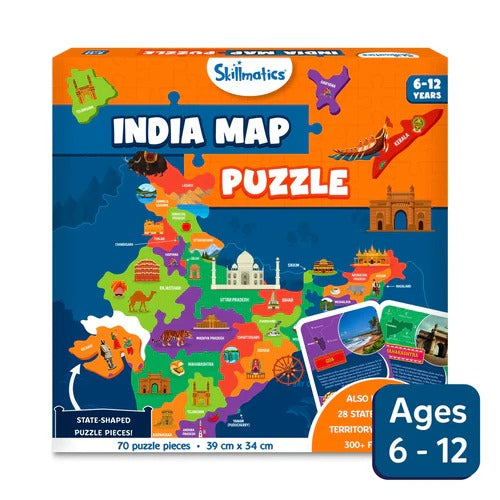 EDUCATIONAL INDIA MAP PUZZLE: Learn States, Capitals, and Fun Facts with 70 Pieces