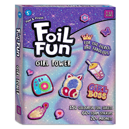 Skillmatics Foil Fun Girl Power – 20+ DIY Foil Art Magnets, 60+ Foam Stickers, Mess-Free Craft Kit for Ages 7-13