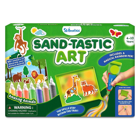 Skillmatics Sand Art Activity – Animals | 50+ Colorful Stickers | Creative Craft Kit for Kids Ages 4-10, Gifts & Fun