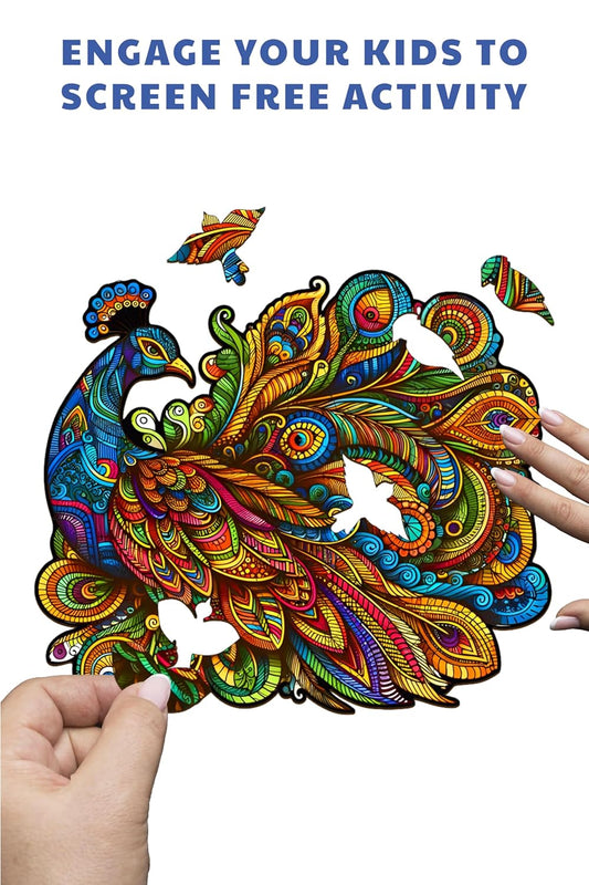 Webby Majestic Peacock Jigsaw Puzzle | Travel Game | Zentangle Art Design Wooden Puzzle Toy for Kids and Adults