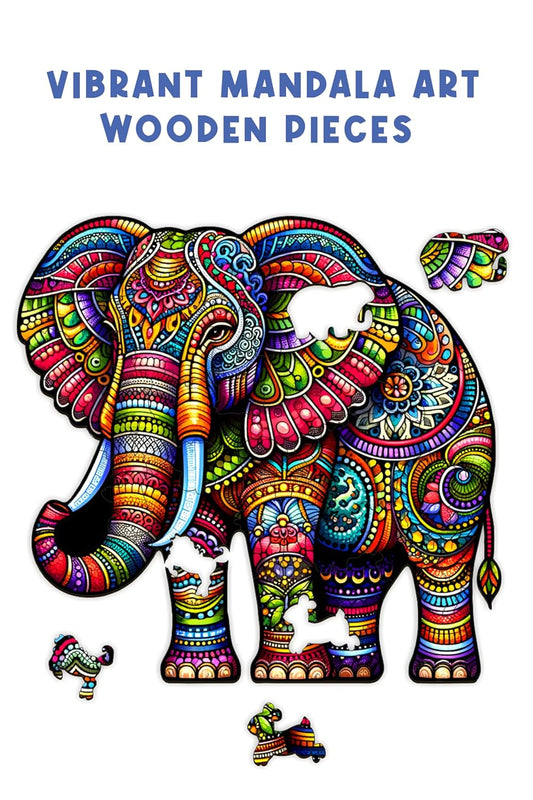 Webby Majestic Elephant Jigsaw Puzzle | Travel Game | Wooden Zentangle Art Design Puzzle Toy for Kids and Adults (25)P